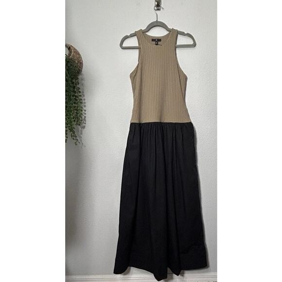 NEW Banana Republic Ribbed Racerback Tank Drop Waist Maxi Dress Olive Black Sz M - Picture 13 of 14